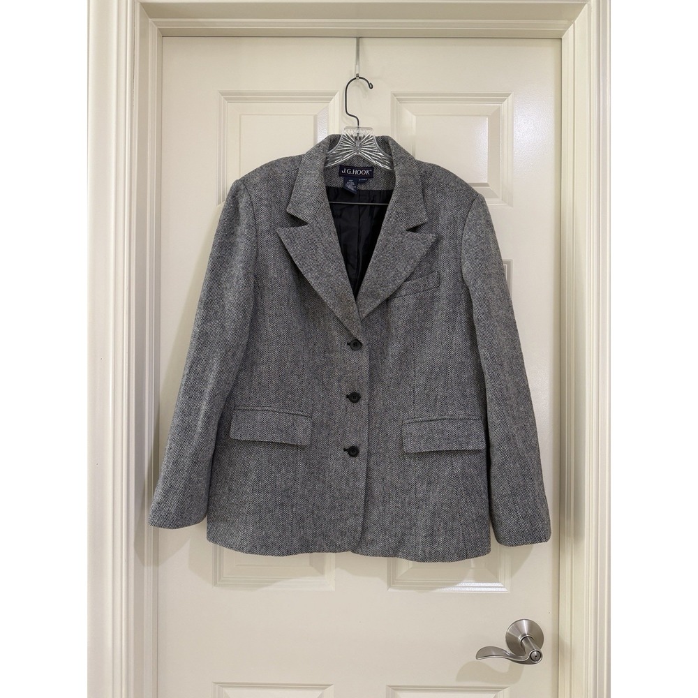 jg hook women wool blend blazer size 14P